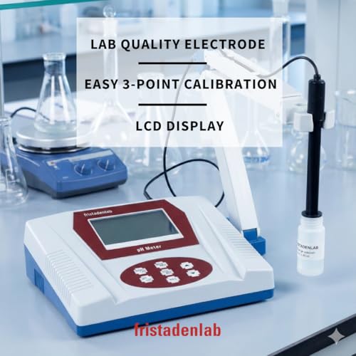 Fristaden Lab Benchtop pH Meter | 6621 Electrode | For semi-soft foods and fruits. High accuracy 0.01 pH. Calibration solutions included. USA company.