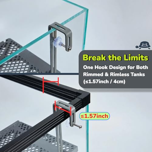 Large SolidForm Hanging Turtle Basking Platform with Built-in Food Tray, Zero Zip-Tied, Non-Slip Ramp Terrace, Resting Turtles Dock, for 60–120 Gallon Aquariums Turtle Turtle Tank Accessories - size: Large（12.6×8.7inches）