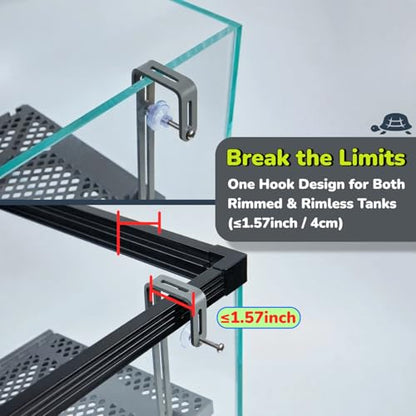 Large SolidForm Hanging Turtle Basking Platform with Built-in Food Tray, Zero Zip-Tied, Non-Slip Ramp Terrace, Resting Turtles Dock, for 60–120 Gallon Aquariums Turtle Turtle Tank Accessories - size: Large（12.6×8.7inches）
