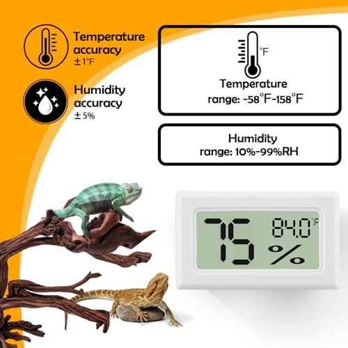 Bearded Dragon Accessories, 2 PCS Rectangle Reptile Thermometer and Humidity Gauge, Reptile Tank Accessories for Jumping Spider, Leopard Gecko, Hermit Crab, Gecko, Ball Python, Lizard - color: White Rectangle