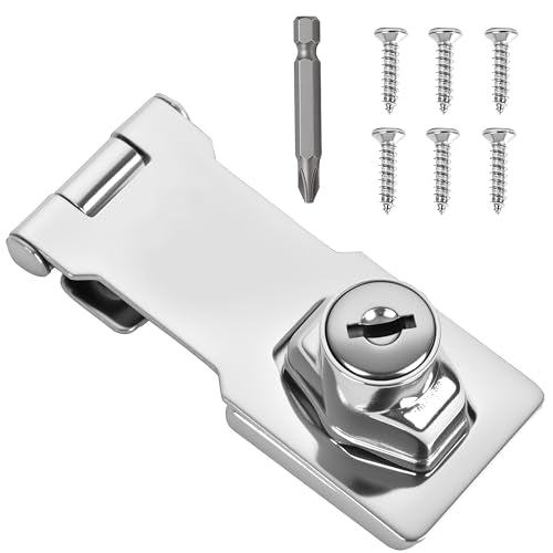 1 Pcs keyed Hasp Lock,3 inch keyed hasp Locks Twist knob keyed Locking hasp for Cabinet Small Door,Hasp Lock with Keys,Metal Safety Hasp Latches(1 Pcs Silver, 3 inch) - color: 1 Pcs Silver, size: 3 Inch
