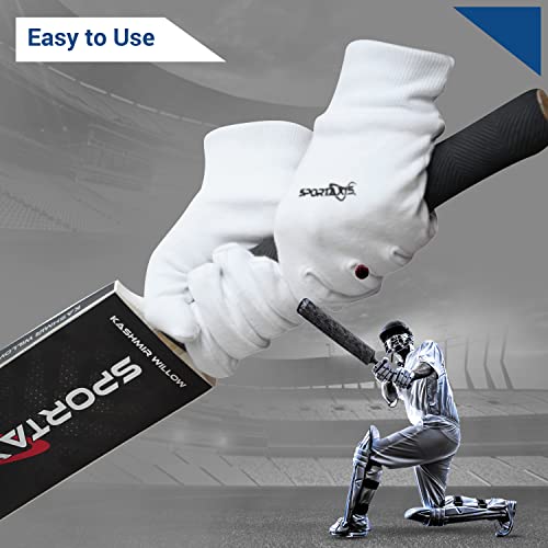 SPORTAXIS 100% Cotton Inner Gloves for Cricket Batting and Wicket Keeping - Comfortable, Breathable, and Durable - White, Full Coverage for Enhanced Protection - Lightweight