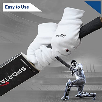 SPORTAXIS 100% Cotton Inner Gloves for Cricket Batting and Wicket Keeping - Comfortable, Breathable, and Durable - White, Full Coverage for Enhanced Protection - Lightweight