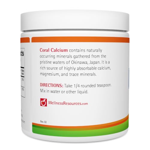 Coral Calcium Powder, Marine Grade, Natural 2:1 Calcium to Magnesium Ratio (500mg, 60 Servings)