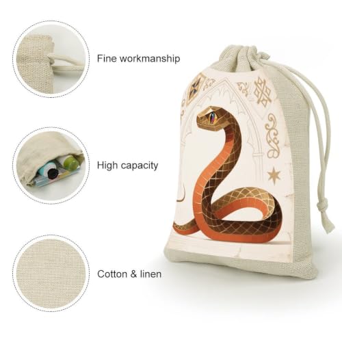 NLLZZ 8 Pack Snake Linen Burlap Bag with Drawstring for Party | 5x7 Inch Small Natural Jewelry Pouch, Reusable Produce Sachet Bag for Tea Herb Coffee, Gift Wrap for Wedding Christmas