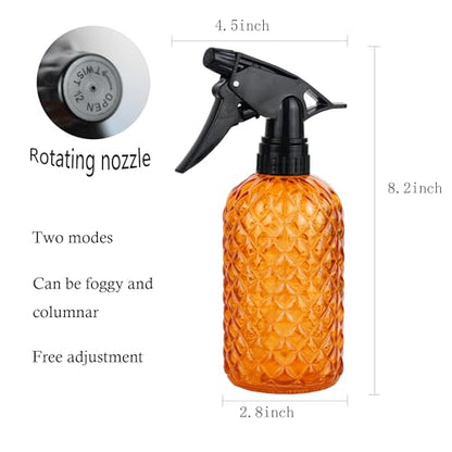 Glass Handheld Spray Bottle - 12oz Refillable Bottle ，Adjustable Nozzle Watering Can for Garden Plants Cleaning Solutions (Orange) - color: Orange