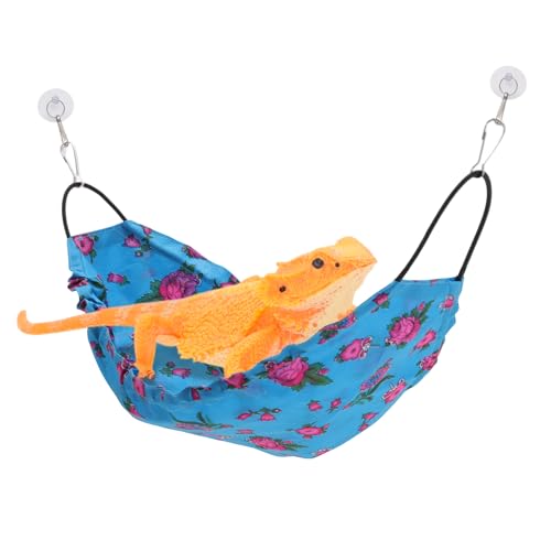 Bearded Dragon Hammock, Lizard Hammock with Suction Cups and Hooks, Bearded Dragon Tank Accessories, Reptile Lounger for Chameleon Geckos, Blue, 1 Set - color: Blue Floral