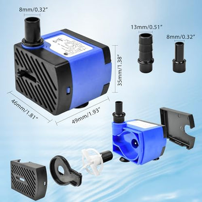 AC 110V Small Submersible Water Pump 92GPH 5W High Lift 2.79ft Mini Fountain Pump for Pet Fountain - color: 5w 350l/H
