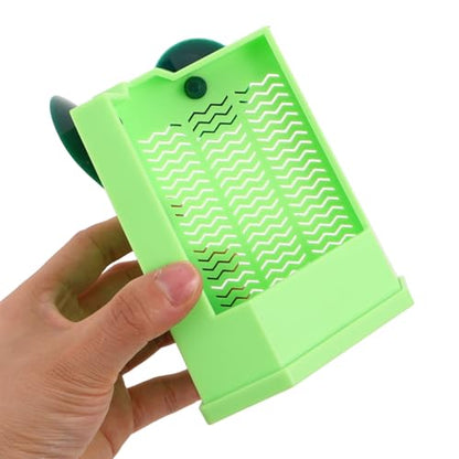 Reptile Corner Hunting Bowl: Plastic Feeder Box - Food Dish with Suction Cups for Wall Terrarium Glass Mount Bearded Dragons Insect Feeding Green - size: 12.00X11.00X7.80CM