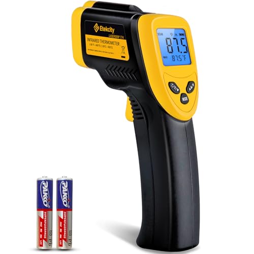 Etekcity Infrared Thermometer Laser Temperature Gun 774 | Cooking, Pizza Oven, Griddle, BBQ, Meat, HVAC, Engine, Adjustable Emissivity, MAX Display, Surface Measurement - color: Light Yellow, style: Classic