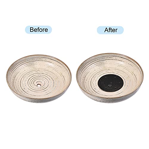 MECCANIXITY Flower Pot Hole Mesh Pad 3.3 Inch Bonsai Plant Bottom Round Plastic Soil Grid Screen Mat, Black Pack of 20 - size: 3.3"