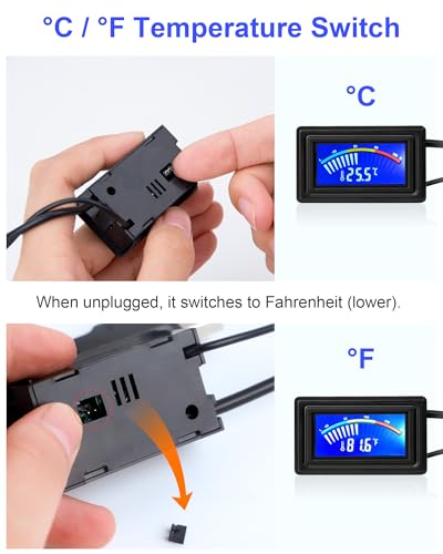 KEYNICE Digital Thermometer, Aquarium Thermometer, Digital Temperature Gauge, Temperature Monitor with Sensor, USB Power Supply, ℉ and ℃ Switchable, LCD Display, USB Thermometer Indoor Outdoor