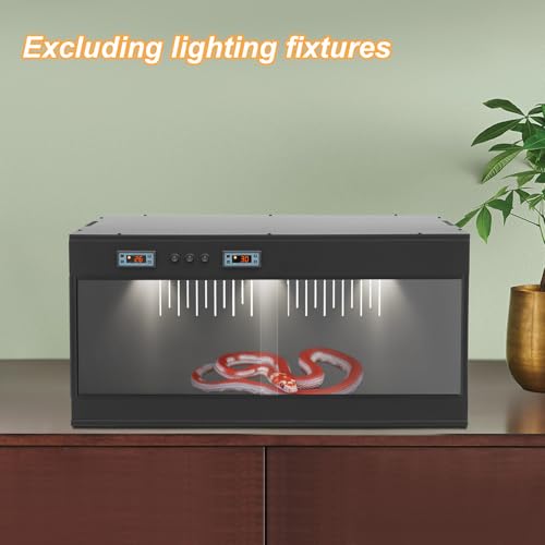 Reptile Enclosure with Intelligent Thermostat 31.5x15.75x15.75in (Black) | Reptile Pet Breeding Box, Dual Temperature Control Reptile Terrarium, LCD Display For Leopard Gecko, Hexagonal Lizard, Snake - color: Black