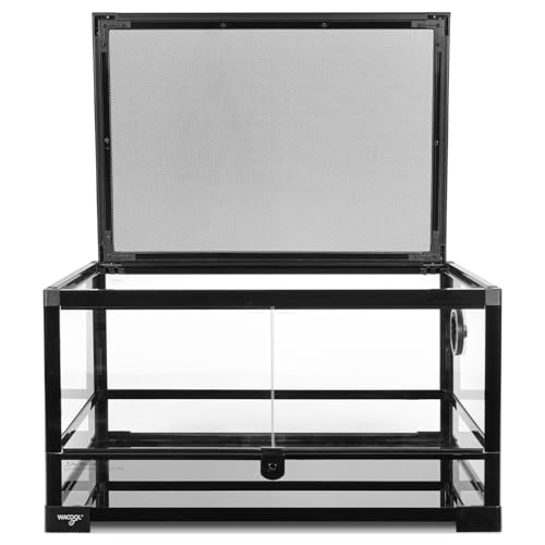Reptile Tank 20 Gallon, 360°Full Vision Glass Reptile Terrarium 24" x 18" x 12", 24 in Wide Front Opening Reptile Tank for Desert and Tropical Reptiles Gecko Bearded Dragon Snake Hermit Crab