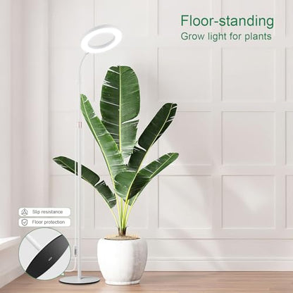 LBW Grow Light with Stand for Indoor Plants, Adjustable Height up to 68", Full Spectrum Grow Light for Large & Tall Plants, Auto Timer 6/8/12/16H, 5-Level Dimmable, 3 Lighting Modes - size: 1 Head 6.3" White