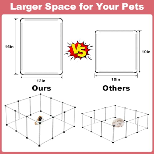 VISCOO 12 Panels Transparent Small Animals Playpen,48" x 24" x 16" Portable Pet Playpen,Plastic Enclosure,Puppy Play Pen for Indoors Outdoor Pet Fence for Guinea Pigs,Bunny,Ferrets,Hamsters,Hedgehogs | Puppy Play Pen Indoors Outdoor,Pet Fence for Guinea P