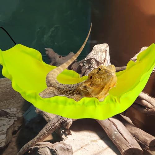 Reptile Hammock Bearded Dragon Lizard Lounger with Suction Cups Bearded Dragon Tank Accessories for Reptology Lizard, Geckos, Snakes, Lguana Reptiles - color: Fluorescent yellow