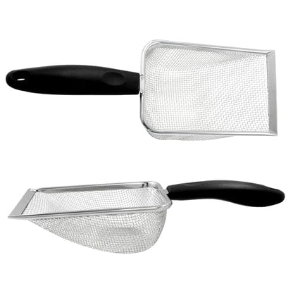 Hordion Cat Litter Scoop Stainless Steel Mesh Scooper, 2mm Mesh, Black | Non-Stick Coated Metal Litter Shovel Fine Sand Litter Scooper for Litter Box Kitten Pooper Lifter - color: Black