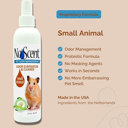 No Scent Small Animal Guinea Pig Cage Cleaner | Hamster & Rabbit Habitat Pet Odor Spray (2 Fl Oz / 59 mL) - size: 2 Fl Oz (Pack of 1)