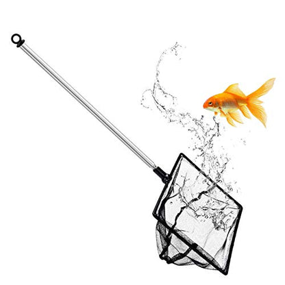 Aquarium Fish Net, 6 Inch Fine Mesh Fish Tank with Extendable 9-24 inch Long Handle - size: 6 inch