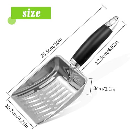 Cat Litter Scoop - Stainless Steel Metal Cat Litter Scoop-Kitty Metal Scooper-Sturdy Mesh Scooper - Mesh Shovel-Easy to Clean - Suitable for Cat Litter Box - Light Black - color: Black, size: M