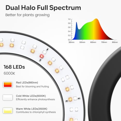 Halo Grow Lights, Dual-Head 6000K LED Floor Plant Light with Base | Full Spectrum 168LEDs Grow Lamp, 3 Color Modes, Timer 6/12/16H, 5 Dimmable Levels, 67'' Adjustable Height, Gooseneck - size: Dual Head（Height 67'')