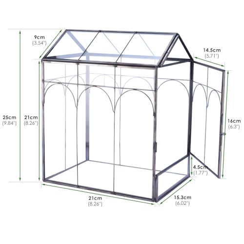 Geometric Plant Terrarium with Lid (Black with Side Door) | House Succulent Terrarium Kit for Succulents Cacti Snail, Home Tabletop Miniature Terrarium - color: Black with side door
