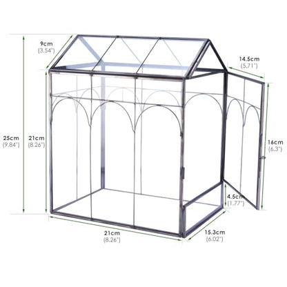 Geometric Plant Terrarium with Lid (Black with Side Door) | House Succulent Terrarium Kit for Succulents Cacti Snail, Home Tabletop Miniature Terrarium - color: Black with side door