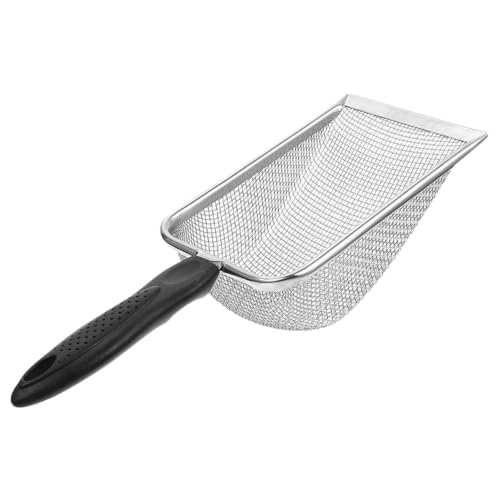 Reptile Sand Scoop Stainless Steel with Fine 3.8x3.8mm Mesh Size for Snake Enclosures and Desert Terrariums, Curved Shovel Face and Arched Blade Maximizing Cleaning Area