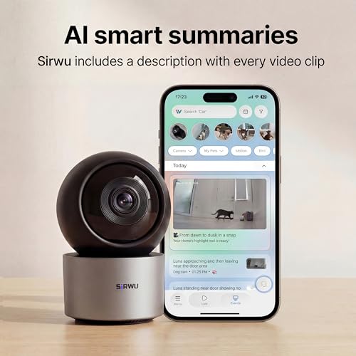 AI Pet Camera Indoor, Multi-Pet Recognition for Up to 6 Pets, 2K 3MP Dog & Cat Camera with 360° Auto Tracking, AI Daily Summaries, Night Vision, 2-Way Audio, 2.4/5GHz WiFi - color: Gray