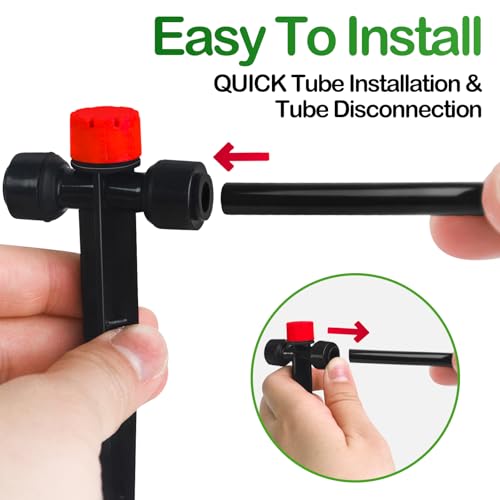 Push-to-Fit Drip Irrigation Emitters for 1/4" Drip Irrigation Tubing, 20 Pcs Adjustable 360 Degree Water Flow Drippers Sprayer on Stake 360° Full Circle Multi-Stream Irrigation In-line Dripper - size: Push-to-fit In-line Emitters - 20 Pieces