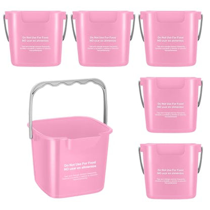 Roshtia 6 Pcs 3 Quart Sanitizing Cleaning Bucket Square,Pink | Sanitation Bucket Samll Sanitizer Pails for Restaurant Commercial Kitchen Cleaning, Detergent Storage for Office School - color: Pink