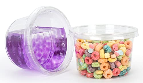 Golden Apple, 16oz. Ultra Clear Recycled PET Plastic Round Deli Container and Flat Lid Combo - 20sets - size: 16oz & Flat lids