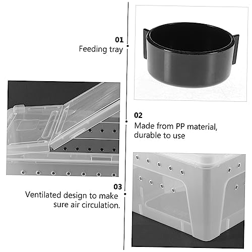 1Pc Plastic Transparent Reptile Feeding Box with Special Door for Gecko Snake Tortoise Spider Durable Material Escape Design for Reptile Care and Pets
