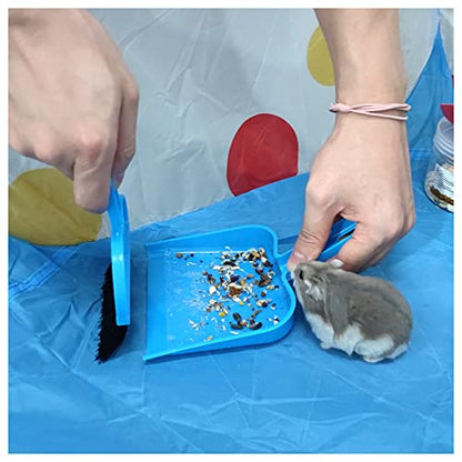 WishLotus Mini Dustpan and Brush Set, Portable Exquisite Pet Waste Cleaning Kit, Hamster Sand Scooper Cage Cleaning Tool for Small Pets Guinea Pigs Hedgehogs Hamsters Chinchillas Rabbits (Dark Blue) - color: Dark Blue