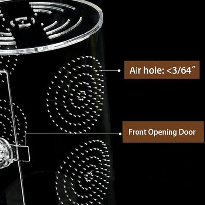 Cryfokt Tall Arboreal Tarantula Enclosure, Acrylic Jumping Spider Enclosure with Front Opening Door for Reptiles Lizards Snails, 6 x 6 x 12in Terrarium with Latch 360 Visibility