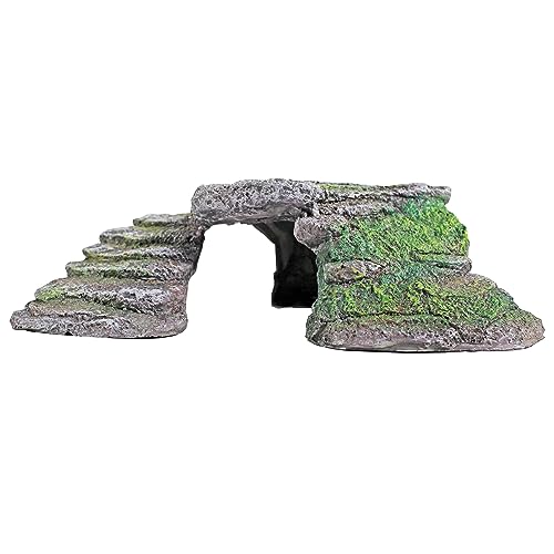 PENN-PLAX Reptology Shale Scape Step Ledge – Decorative Resin for Aquariums & Terrariums – Great for Reptiles, Amphibians, and Fish – Small - size: Small