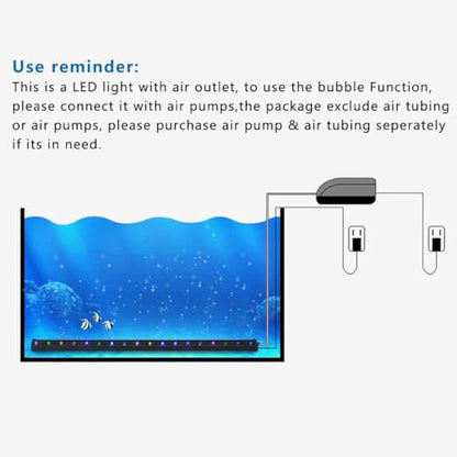 2W Aquarium Fish Tank Air Stone with Automatic Color Changing LED Light (Length -10" for Small Fish Tank) for Aquarium Air Pump