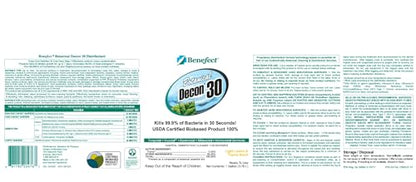 Benefect Botanical Decon 30 Disinfectant Cleaner, 4 oz. Spray Bottle, Light Lemon & Thyme Scent, Professional Botanical Cleaner, Kills Over 99.99% of Germs, Safe for Food-Contact Surfaces (Pack of 4) - size: 4.02 Fl Oz (Pack of 4)