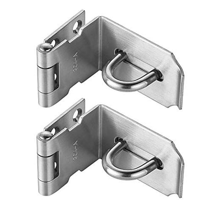 JQK Door Hasp Latch 90 Degree, Stainless Steel Safety Angle Locking Latch for Push/Sliding/Barn Door, 1.5mm Thickness Satin Nickel 2 Pack, 4 Inch - size: 4Inch-Brushed-90degree