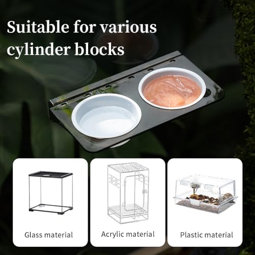 La La Pet® Magnetic Reptile Food Feeder Animal Feeder Ledge with 2 Plastic Bowls Reptile Water Bowl for Lizard Spider Crested Gecko