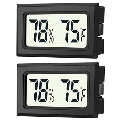 JEDEW 2 Pack Mini Digital Hygrometer Thermometer Gauge, Indoor Outdoor Temperature Humidity Meter for Humidifiers Greenhouse Reptile Plant Humidors, Large LCD Screen, Display in Fahrenheit (℉) (2)