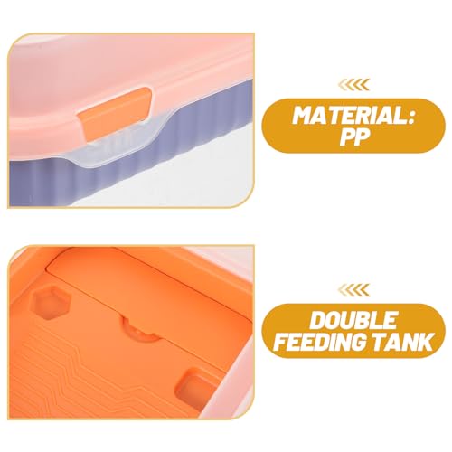 Abaodam Turtle Tank with Basking Platform and Ramp Small Orange-Blue Amphibious Habitat for Aquatic Turtles and Tortoises with Drainage System for Reptile Pets