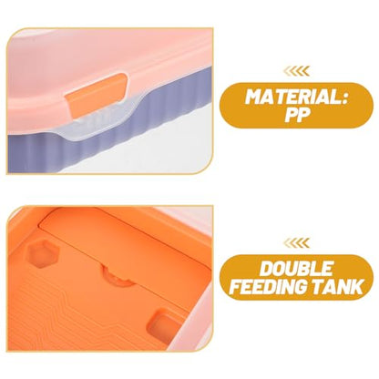 Abaodam Turtle Tank with Basking Platform and Ramp Small Orange-Blue Amphibious Habitat for Aquatic Turtles and Tortoises with Drainage System for Reptile Pets