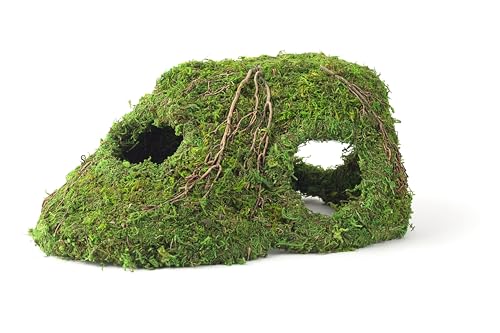 Galápagos (05370) Mossy Sapa Corner Hide - The Perfect Reptile Hide for Security and Comfort - A Natural and Secure Hide for Reptiles, Amphibians, and Invertebrates, L10” x W5.5” x H4.5”