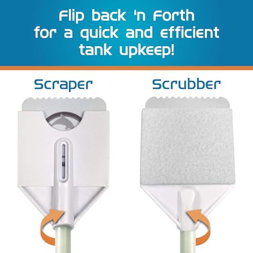 FLIPPER Platinum Nano Algae Scraper – Aquarium Glass & Acrylic Cleaner with Scrubber and Scraper 2-in-1 Design, Precision Fish Tank Cleaning Tool for Freshwater & Saltwater (12” Rigid Shaft) - size: 12 Inches