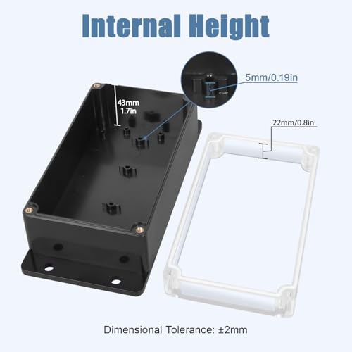 Project Box IP65 Waterproof ABS Plastic Electrical Junction Box with Clear Cover Enclosure with Fixed Ear, Black 6.2"x 3.5"x 2.5"(158x90x64mm)(Pack of 1) - color: 1 pack, size: 6.2"x 3.5"x 2.5"
