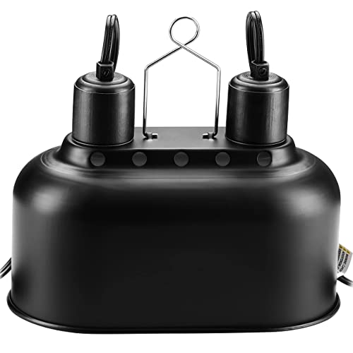 Simple Deluxe Dual Reptile Light Fixture with Separate Switches, Aluminum Reflector 100W Double Dome Heat/UVB Lamp, for Small Animal Terrarium and Tortoise Habitat - size: 1 Pack-New