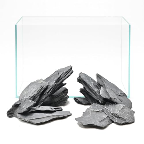 Fish Tank Rocks 20lb Natural Slate Rocks 2-8 Inches Black Stones for Tank Decoration Terrarium Reptile Aquascaping Amphibian Vivariums Paludarium Garden Landscaping - size: 20lb(2-8in)
