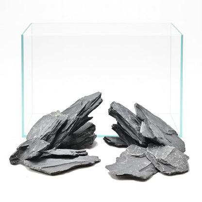 Fish Tank Rocks 20lb Natural Slate Rocks 2-8 Inches Black Stones for Tank Decoration Terrarium Reptile Aquascaping Amphibian Vivariums Paludarium Garden Landscaping - size: 20lb(2-8in)
